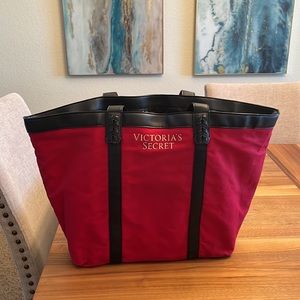 Victoria Secret Tote Bag Large Red Canvas Extra Getaway NWT $58. Victoria